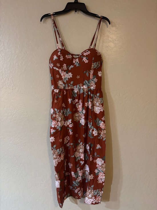 Full Circle Trends Dresses & Skirts - Rust Floral Sundress with Sweetheart Neckline